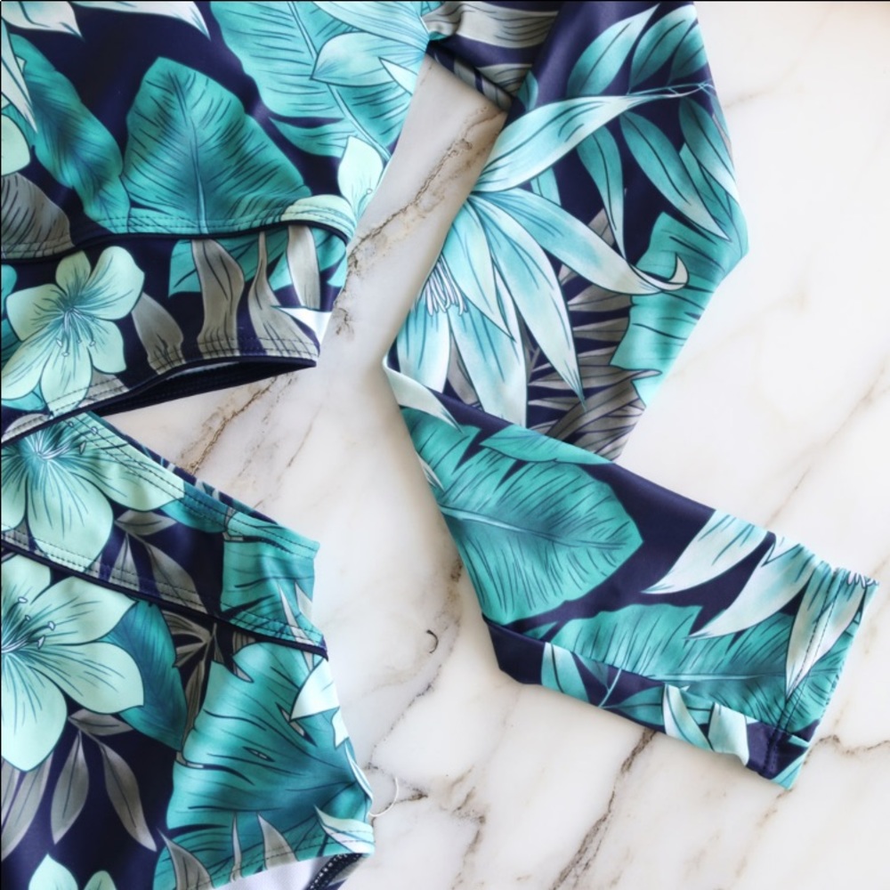 “The Eryn” Tropical Cutout Long Sleeve Swimsuit - Picture 5 of 9